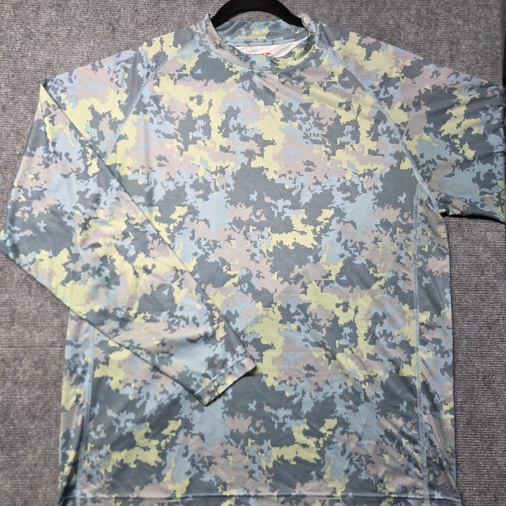 Simms SolarFlex Digital Camo Fishing Shirt Mens XXL Long Sleeve UPF 50 COR3